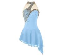 Nnnydjy Vestidos De Patinaje sobre Hielo para Niñas Ropa De Competición De Patinaje Artístico para Mujer Falda con Bajo Asimétrico Traje para Aeróbic Maillots De Mujer para Gimnasia,J,S