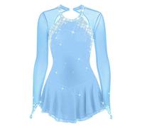 Nnnydjy Vestidos De Patinaje sobre Hielo para Niñas Vestidos De Manga Larga con Ganchos Vestido De Competición De Patinaje Artístico para Mujer Maillot De Gimnasia para Exteriores,D,11_13Years
