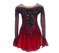 Nnnydjy Vestidos Profesionales De Patinaje sobre Hielo Diamantes De Imitación Trajes De Gimnasia De Manga Larga para Niña Leotardos Artísticos para Exteriores para Mujer,Rojo,XXL