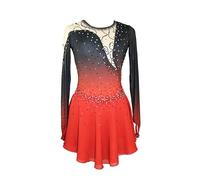Nnnydjy Vestidos Profesionales para Patinaje Artístico sobre Hielo Y Ruedas Traje De Patinaje Artístico para Niñas Maillots De Gimnasia para Mujer Diseño Degradado En Negro Y Rojo,Negro,11_13Years