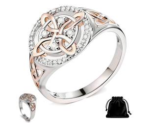 nnOuOnn Anillo de nudo de protección de brujas hecho a mano, anillo de nudo de bruja, anillos de nudo de bruja para proteger a tus seres queridos, diseño de anillos de protección con detalles de oro