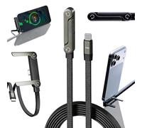 nnOuOnn Basemo - Cable de carga invisible con soporte, cable de datos de carga rápida de 240 W con accesorios de Bendphone, 150 cm, USB C plano, para serie 17, S25 S24 Ultra, etc