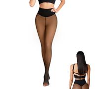nnOuOnn Medias con forro polar translúcido de una sola costura, nuevo modelo de banda de compresión para mujer, leggings mágicos de forro polar de pierna desnuda, cintura alta con control de abdomen y