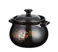 NNYCC Pote de Arcilla para Cocinar, Cazuela China con Tapa, Cocinas para el Hogar Utensilios de Cocina para Guisos Sopas Arroz,Negro,4L