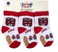 No.1 Gifts London Union Jack Big Ben Guard Baby Newborn Infant Toddler Socks 0-36 Months (3 Pairs) (0-12 Months)