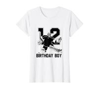 No. 12 Portero de Hockey sobre Hielo Feliz 12 cumpleaños niño Camiseta gráfica económica, Mujer, Blanco, S