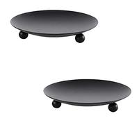 NO 2 Pcs Bandejas para Candelabros, Decoración de Platos para Velas, Candelabro de Pie, Decoración para Cenas a la luz de Las Velas en el Hogar para San Valentín y Navidad (Negro)