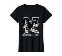 No. 7 Portero de Hockey sobre Hielo Feliz 7º cumpleaños niño Camiseta gráfica económica, Mujer, Negro, XL