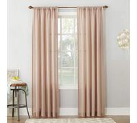 No. 918 Amalfi - Panel de Cortina Semitransparente con Bolsillo para cortinero, Mezcla de Lino, Texturizado, 54 x 84 Pulgadas, Color Rosa Rubor