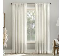 No. 918 Amalfi - Panel de Cortina Semitransparente con Textura de Mezcla de Lino, 137 x 213 cm, Color Blanco Perla