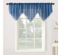 No. 918 Erica - Juego de Cortinas de Gasa aplastada Ascot con Cuentas, 153 x 24 Pulgadas, Color Azul