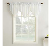 No. 918 Erica - Juego de Cortinas de Gasa aplastada Ascot con Cuentas Transparentes para Barra, 153 x 24 Pulgadas, cáscara de Huevo
