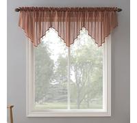 No. 918 Erica - Juego de Cortinas de Gasa aplastada Ascot con Cuentas Transparentes para Barra, 153 x 24 Pulgadas, Cedro
