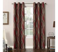 No. 918 Intersect - Paquete de 2 Paneles de Cortinas semitransparentes con Ojales con Estampado Ogee, 48 x 95 Pulgadas, pimentón