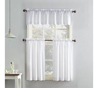 No. 918 Martine Microfiber Semi-Sheer Rod Pocket Juego de Cortinas de Cocina de Microfibra de 3 Piezas, Blanco, W 36" x L 54" (2 Panels)