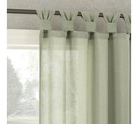 No. 918 Reman - Paquete de 2 Paneles de Cortinas semitransparentes con Textura de Lino con pestañas giratorias, 40 x 96 Pulgadas, Color Verde Salvia
