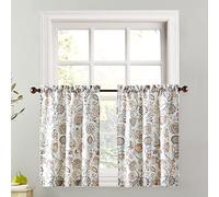 No. 918 Signy - Par de Cortinas de Cocina semitransparentes con Bolsillo para Barra, 54 x 36 Pulgadas, Color Blanco