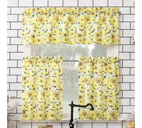 No. 918 Sunbeam - Juego de Cortinas semitransparentes con Dobladillo para Barra de Cocina, 137 x 61 cm, 3 Piezas, Color Amarillo