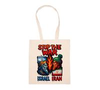 ¡No A La Guerra Entre Israel E Irán Bolsa De Compras Beige Durable Reutilizable Eco Friendly Reusable Shopping Bag