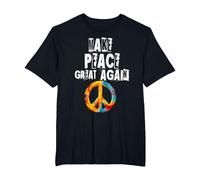No a la Guerra, Hacer Que la Paz vuelva a ser Grande, no a Camiseta, Hombre Tallas Grandes, Negro, 6X Alto