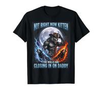 No Ahora Gatito Las Paredes se están Cerrando en papá Divertido Camiseta gráfica económica, Hombre, Negro, M