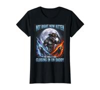 No Ahora Gatito Las Paredes se están Cerrando en papá Divertido Camiseta gráfica económica, Mujer, Negro, L