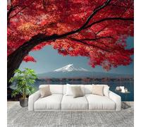No autoadhesivo Mural fotográfico 200x140 cm Lagos De Arce Rojo Del Monte Fuji HD Papel Pintado Decoración de Pared Murales Pegatina azul 3D Diseno Fotográfico Formato grande adhesivos