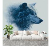 No autoadhesivo Mural fotográfico 200x140 cm Primer Plano De La Cabeza De Un Lobo HD Papel Pintado Decoración de Pared Murales Pegatina Gris 3D Diseno Fotográfico Formato grande adhesivos