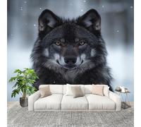 No autoadhesivo Mural fotográfico 200x140 cm Primer Plano Un Lobo HD Papel Pintado Decoración de Pared Murales Pegatina Gris 3D Diseno Fotográfico Formato grande adhesivos