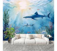 No autoadhesivo Mural fotográfico 200x140 cm Tiburones Del Mundo OceáNico HD Papel Pintado Decoración de Pared Murales Pegatina Azul 3D Diseno Fotográfico Formato grande adhesivos