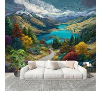 No autoadhesivo Mural fotográfico 350x256 cm Elementos De Paisaje De Anime HD Papel Pintado Decoración de Pared Murales Pegatina Verde 3D Diseno Fotográfico Formato grande adhesivos