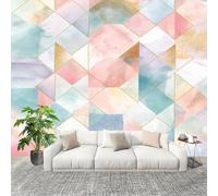No autoadhesivo Mural fotográfico 400x280 cm RomáNtico Macarons Degradado GeoméTrico HD Papel Pintado Decoración de Pared Murales Pegatina Rosa 3D Diseno Fotográfico Formato grande adhesivos