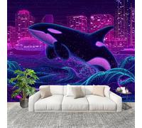 No autoadhesivo Mural fotográfico 400x280 cm Surrealista Anime Orca Tema HD Papel Pintado Decoración de Pared Murales Pegatina Colores NeóN 3D Diseno Fotográfico Formato grande adhesivos