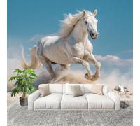 No autoadhesivo Mural fotográfico 400x280 cm Tema DináMico Del Caballo Blanco HD Papel Pintado Decoración de Pared Murales Pegatina Blu 3D Diseno Fotográfico Formato grande adhesivos