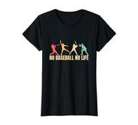 No Baseball No Life Funny Baseball Camiseta gráfica económica, Mujer, Negro, M