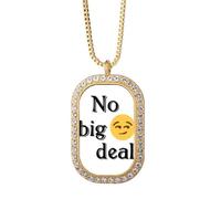 No Big deal Expression - Collar con colgante de diamantes de cristal dorado