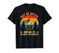 No Boss No WI-FI Diseño Retro de Puesta de Sol para Camiseta