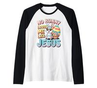 No Bunny Loves Me Like Jesus Easter Christian Boys Kids Men Camiseta Manga Raglan