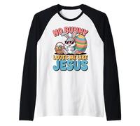 No Bunny Loves Me Like Jesus Easter Christian Boys Kids Men Camiseta Manga Raglan