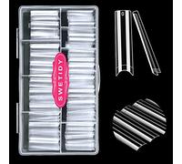 No C Curve Square Flat Nail Tips,SWETIDY 500Pcs XXL Extra Long Acrylic Clear Straight Tapered Nail Tips,Half Cover French Fake Nails for Nail Salon and DIY Nail Art 10 Sizes