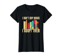 No compro Libros, los adopto Lectura Divertida de los Amantes de los Libros Camiseta gráfica económica, Mujer, Negro, XS