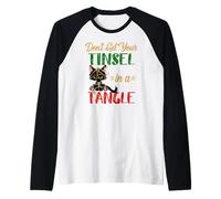 No consigas tu oropel en un Enredo Amante los Gatos Navidad Camiseta Manga Raglan