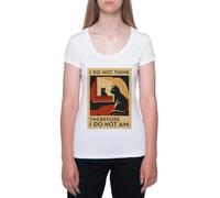 No Creo por Lo Tanto Camiseta De Manga Corta Blanca con Cuello Redondo para Mujer T-Shirt Short Sleeve White Crewneck tee For Women
