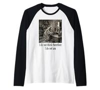 No Creo por lo Tanto no Soy Funny Racoon Filosofía Camiseta Manga Raglan