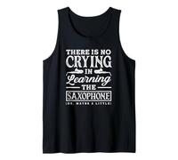 No Crying In Saxofón Divertido Saxofón Instrumento Musical Camiseta sin Mangas