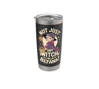 "No cualquier bruja, soy La Befana" Epifanía italiana divertida Vaso térmico de acero inoxidable de doble pared