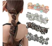 No Damage Soft Elastic Spiral Hair Ties,Colorful Telephone Cord Hair Bands Scrunchies for Ponytails,Pearl Twisted Hairs Wire Pony Hairwire Accessories for Women & Girls (4PCS-A)
