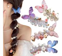 No Damage Soft Elastic Spiral Hair Ties,Colorful Telephone Cord Hair Bands Scrunchies for Ponytails,Pearl Twisted Hairs Wire Pony Hairwire Accessories for Women & Girls (4PCS-C)