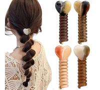 No Damage Soft Elastic Spiral Hair Ties, Phone Cord Hair Ties Spiral Ponytail Holders for Thin Hair & Thick Hair (4Pcs-a)