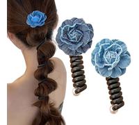 No Damage Soft Elastic Spiral Hair Ties, Phone Cord Hair Ties Spiral Ponytail Holders for Thin Hair & Thick Hair (2Pcs-b)
